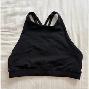 Lululemon Black High Neck Criss Cross Sports Bra Top Size 4